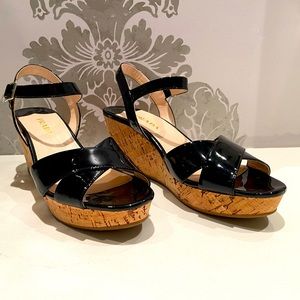 Prada patent platform sandals